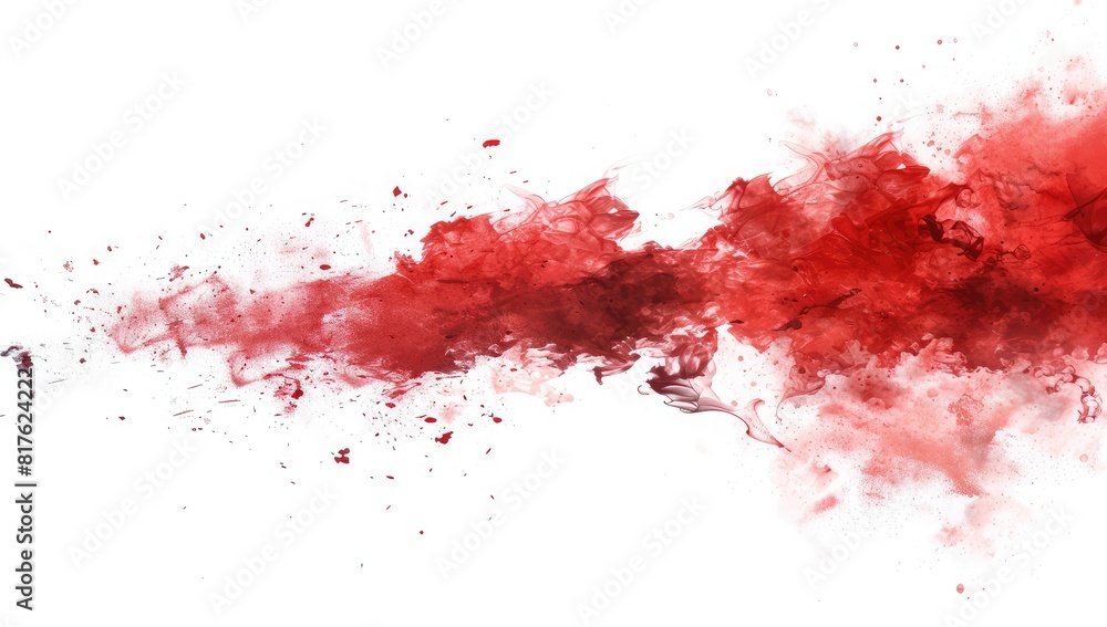 Abstract Red Splash Art, Vibrant Watercolor Stain, Modern Colorful Explosion, Powder Burst, Watercolor Paint Splatter
