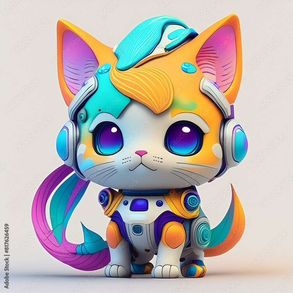 絵の具で遊んだメカ猫 絵の具で遊んだメカ猫