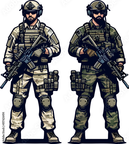 Military man vector illustration, marines, NAVY, army soldier