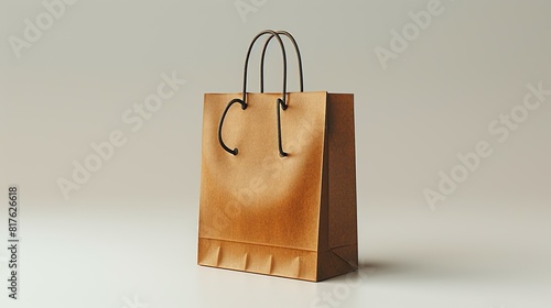 Package on white background, Brown paper shopping bag, placed on a die-cut white background. surrealistic Illustration image,