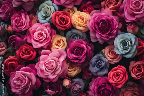 Various types of roses background