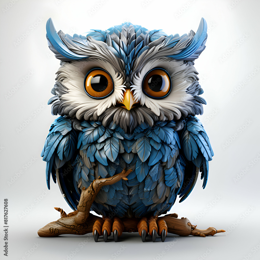 Owl on a white background. 3D illustration. 3D rendering. Owl on a white background. 3D illustration. 3D rendering.