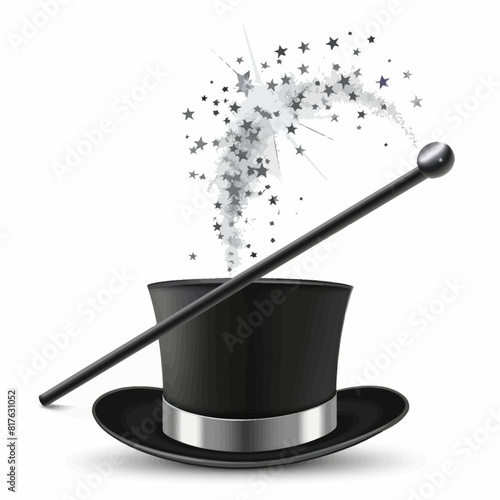 a top hat with a wand and stars on it