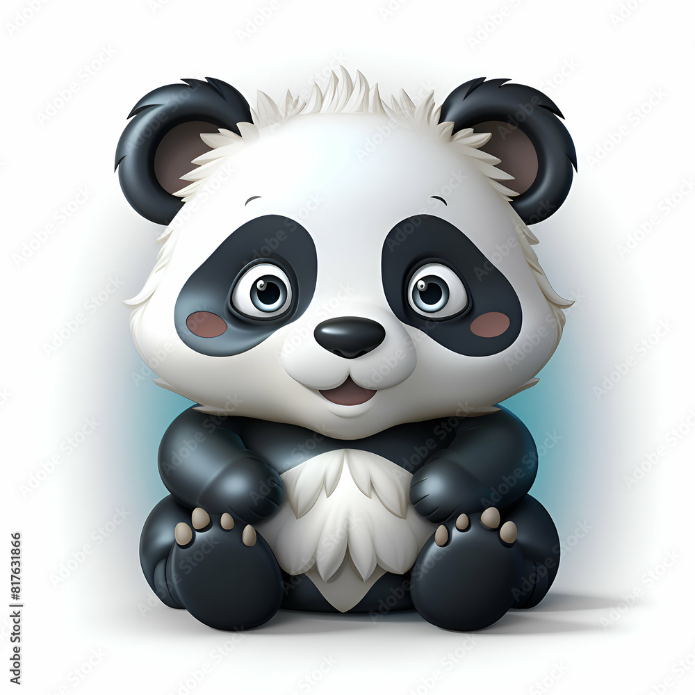 Fototapeta premium Cute cartoon panda isolated on white background. illustration.
