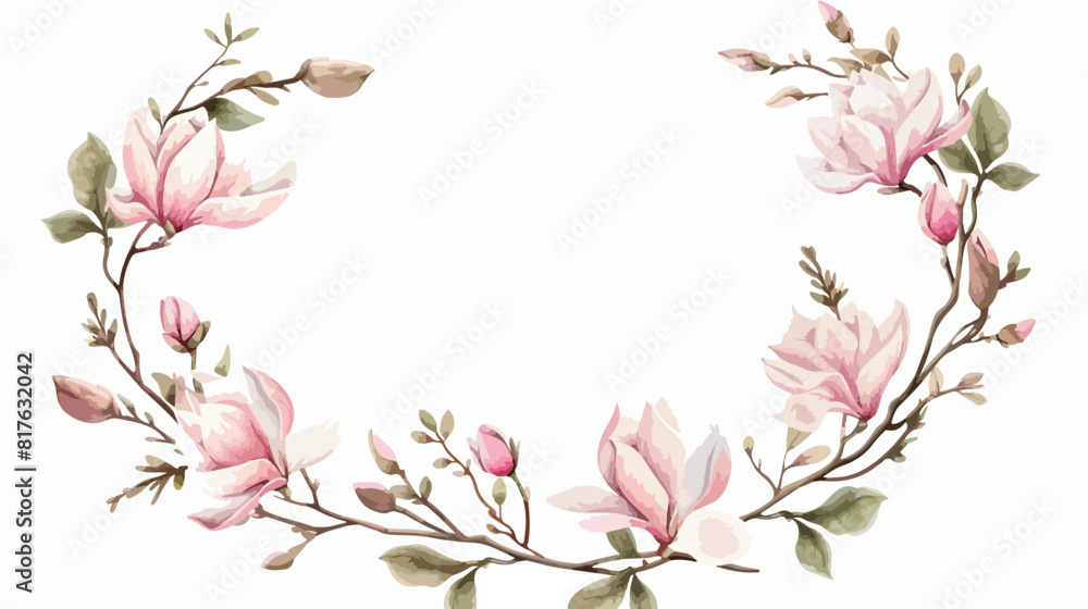 Round background border or frame made of branches wit