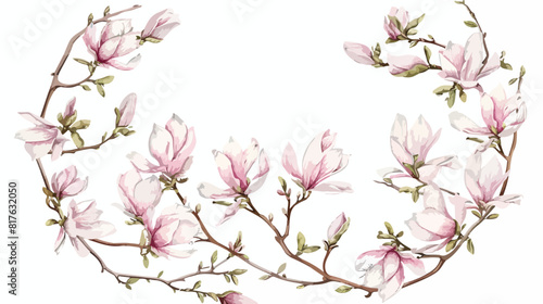 Round background border or frame made of branches wit