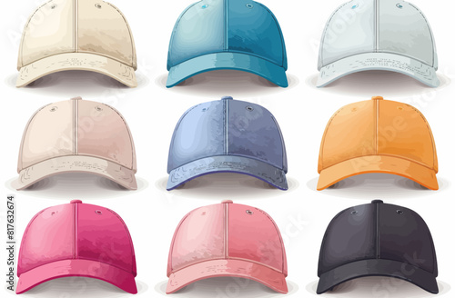 a set of six hats with different colors photo