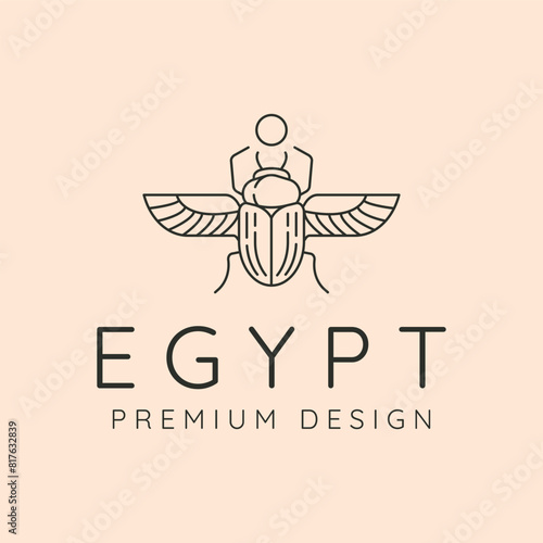 egyptian scarab beetle line art logo vector symbol illustration design
