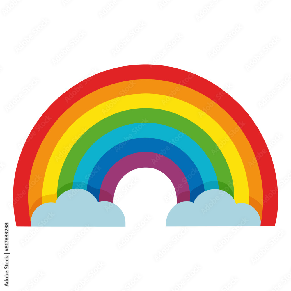 Illustration of a rainbow with clouds on a white background Illustration of a rainbow with clouds on a white background