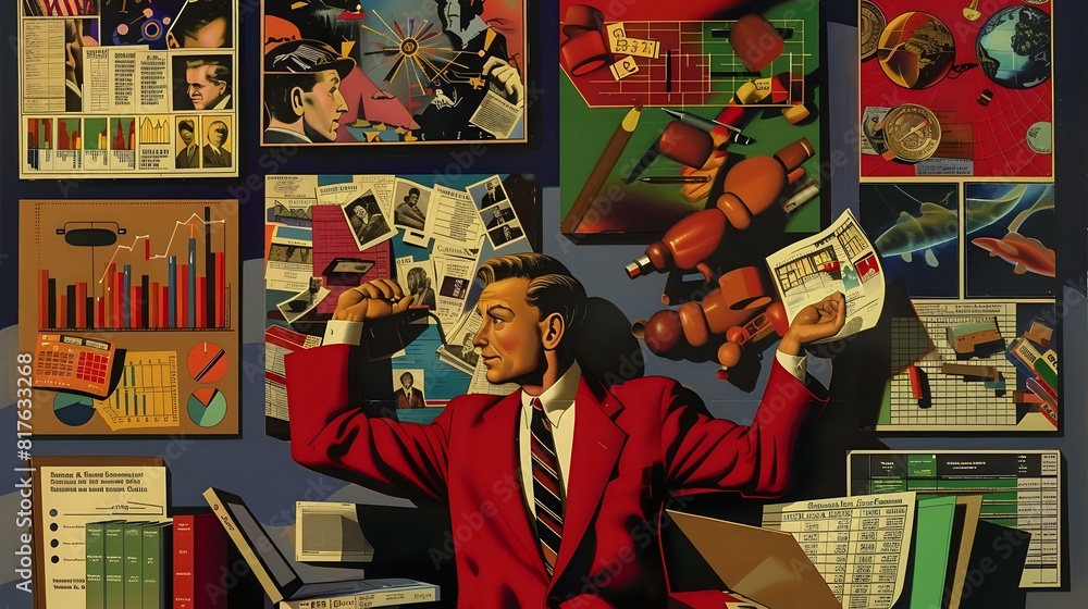 Obraz premium Illustration of a CFO's Profession: Driving Financial Performance and Interacting with Stakeholders