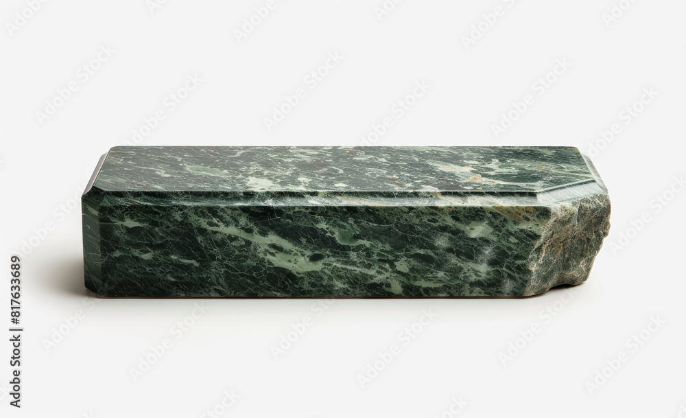 A simple flat polished green granit grave with headstone on white background A simple flat polished green granit grave with headstone on white background