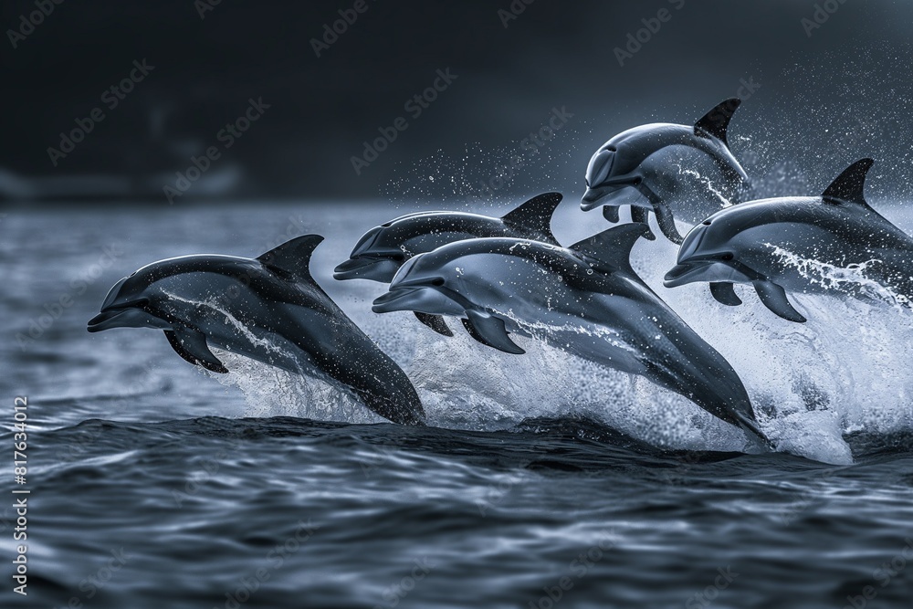 Obraz premium Dolphins jumping out of the water