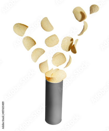 A clean pack of chips on a transparent background top view