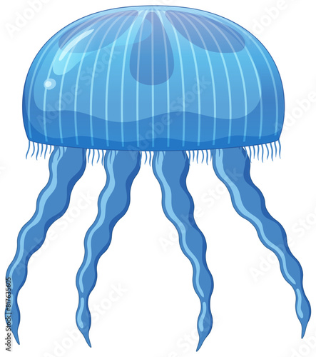 Detailed vector of a blue jellyfish