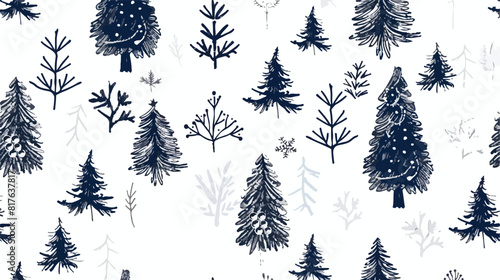 Seamless pattern with various Christmas trees firs  photo