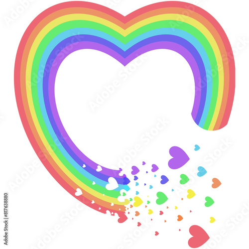 rainbow heart shape element on transparent background 