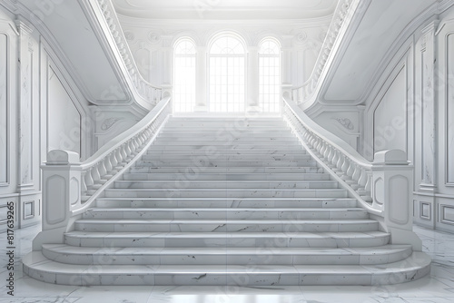 Elegant grand staircase in white interior © ALEXSTUDIO
