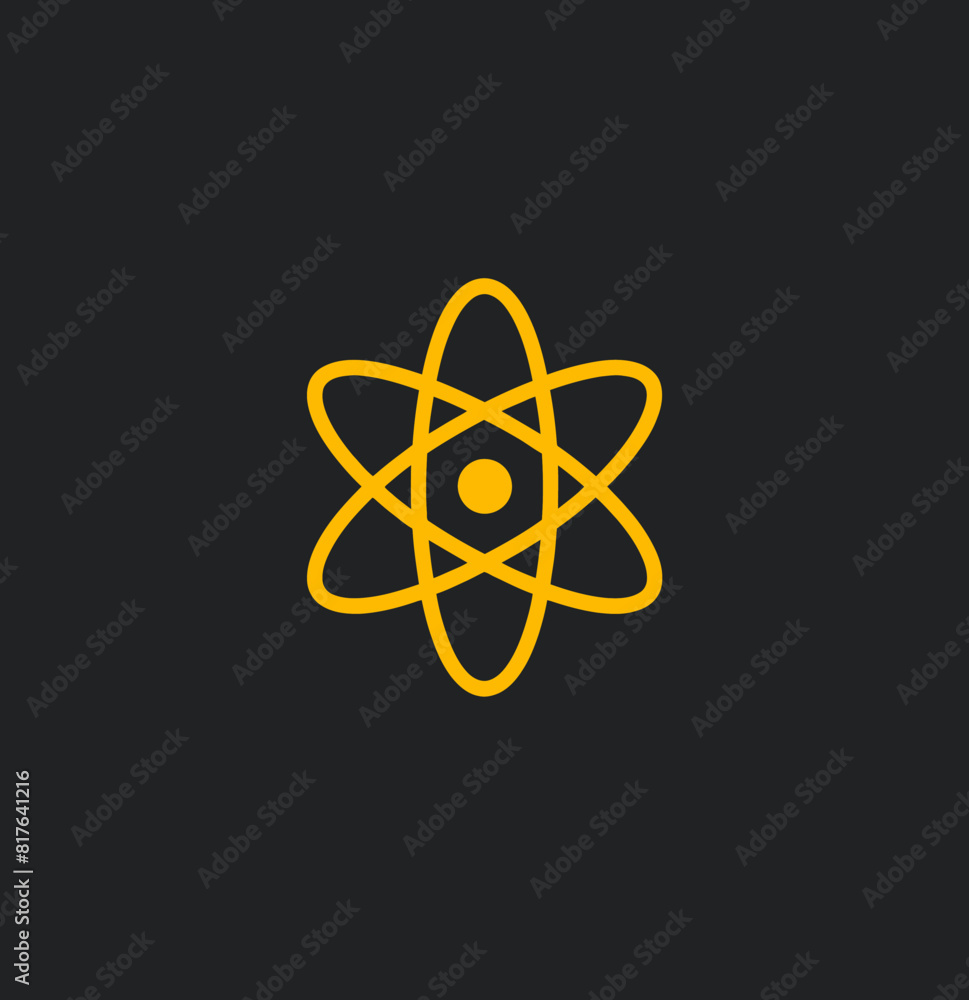 a black and yellow logo with an atomic symbol a black and yellow logo with an atomic symbol