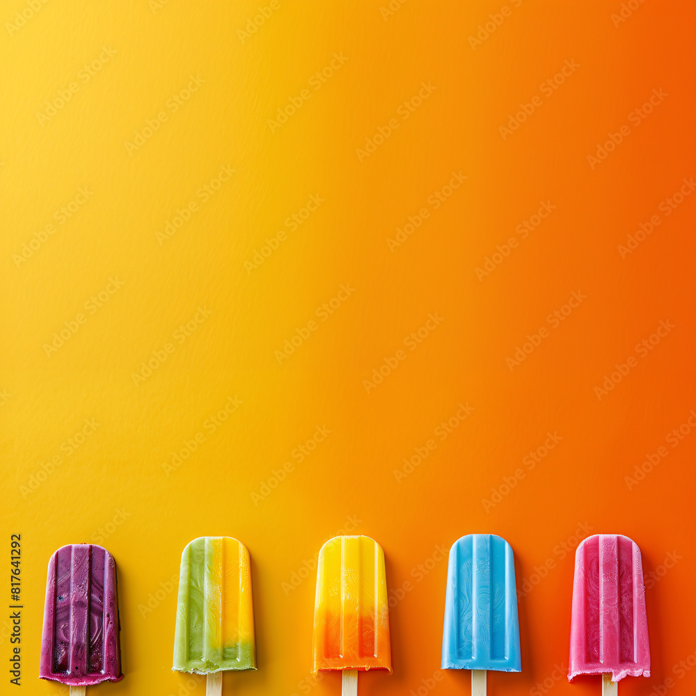 tasty popsicles over colorful background tasty popsicles over colorful background