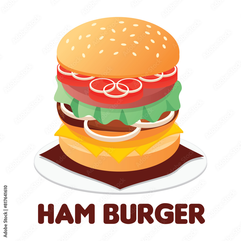 Hamburger, a hamburger on plate Hamburger, a hamburger on plate