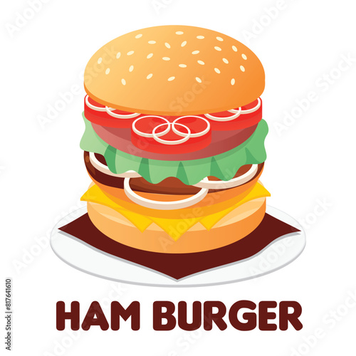 Hamburger  a hamburger on plate