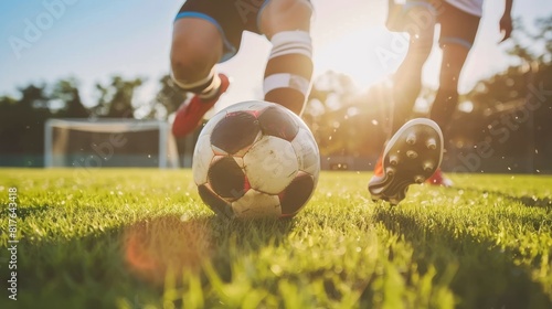 Soccer player training on the field