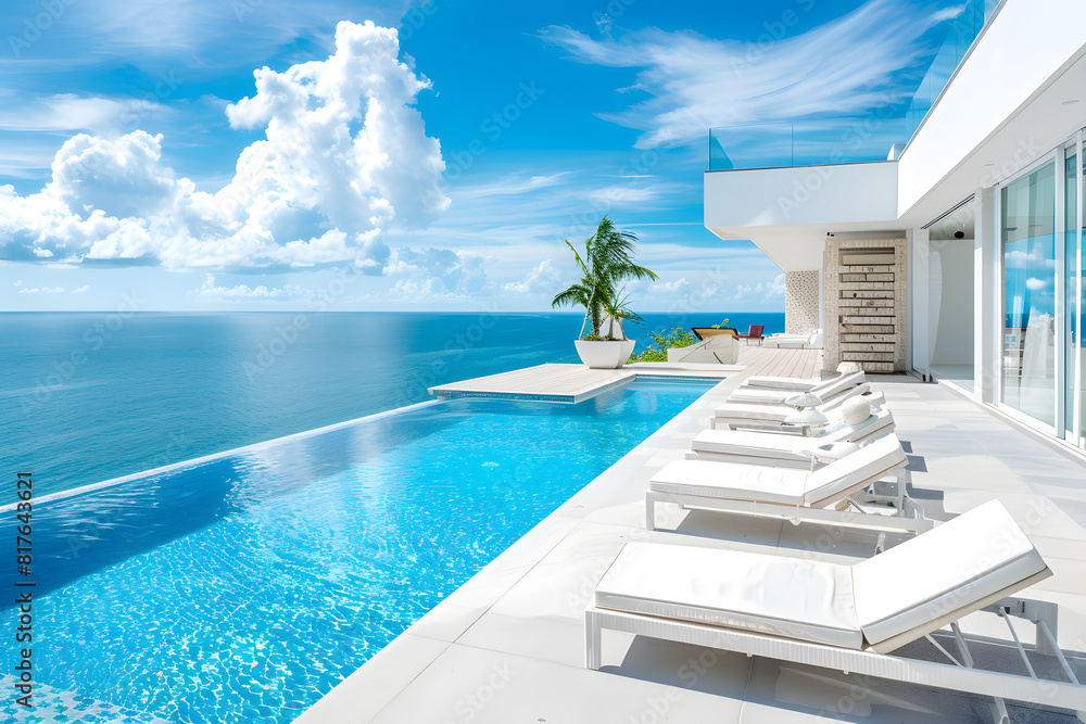 Luxury oceanfront infinity pool and patio