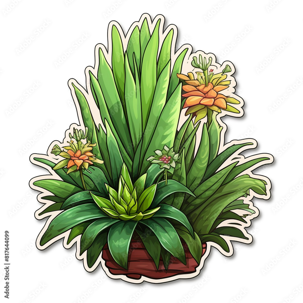 Obraz premium a sticker of a decorative plants isolated on white