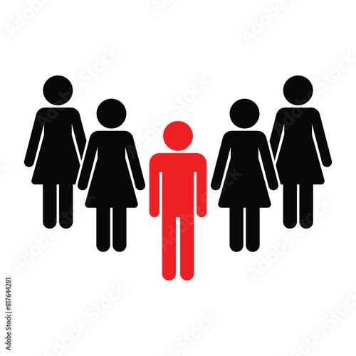 a man lead women icon 1 man and 4 women symbol