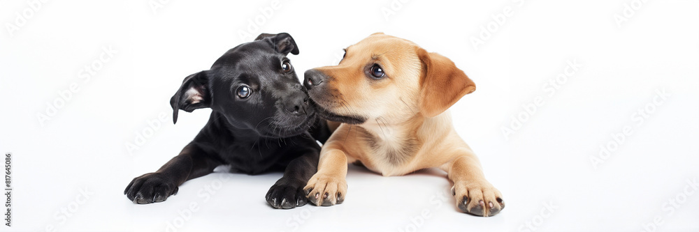 A couple of cute dogs isolated on a white background 