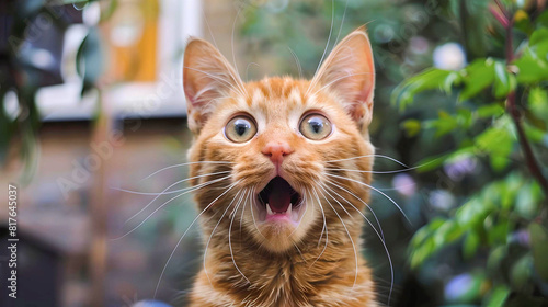 Astonished Ginger Cat Outdoors
