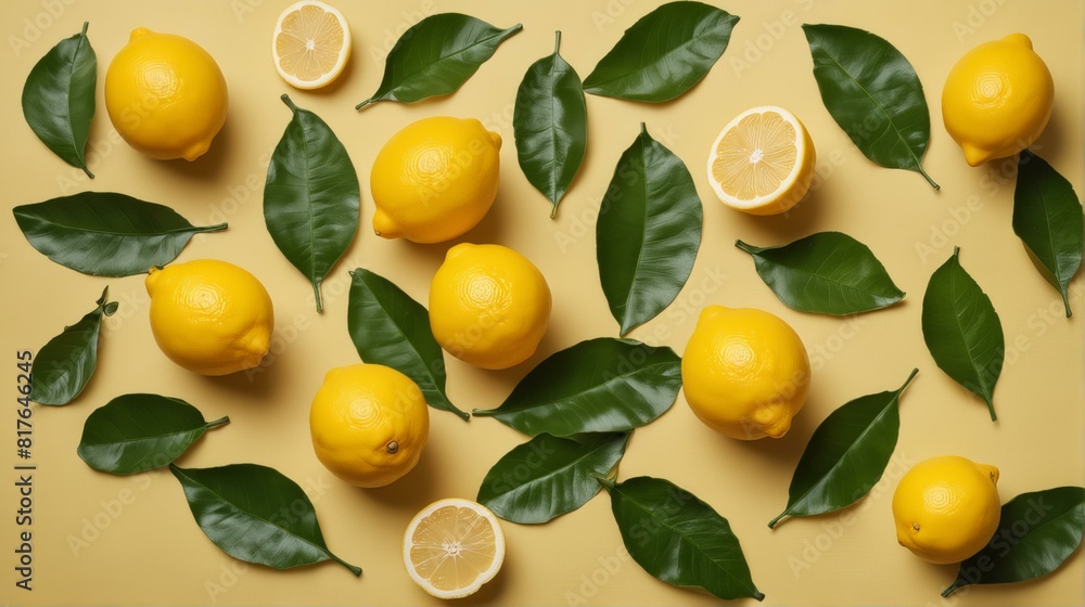 Lemons on a yellow background Lemons on a yellow background