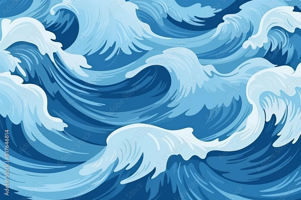 Ocean waves flat design top view maritime theme cartoon drawing Tetradic color scheme Ocean waves flat design top view maritime theme cartoon drawing Tetradic color scheme