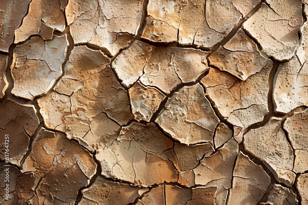 Detailed texture of cracked clay, earthy tones, suitable for an arid environment concept Detailed texture of cracked clay, earthy tones, suitable for an arid environment concept