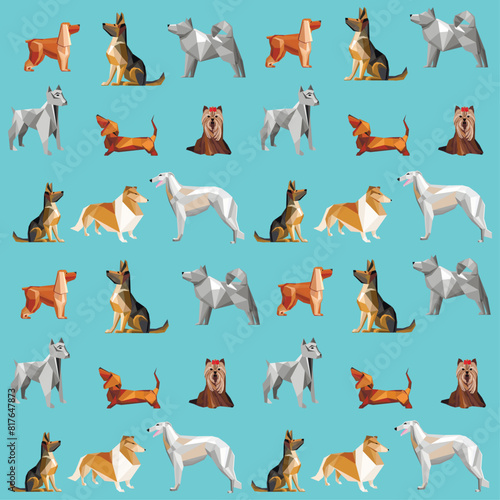 Seamless vector pattern with dogs. Can be used for textile, website background, book cover, packaging. Good for textile fabric design, wrapping paper, website wallpapers, textile, wallpaper 