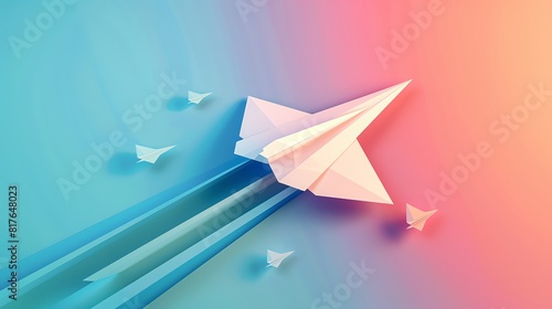 experimental paper plane flat design side view innovation cartoon drawing Colored Pastel photo