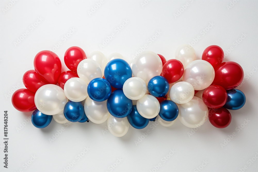 Minimalist design of a flag made from red, white, and blue balloons on white background Minimalist design of a flag made from red, white, and blue balloons on white background