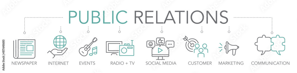 public relations icon concept - thin Line icon banner two-tone public relations icon concept - thin Line icon banner two-tone