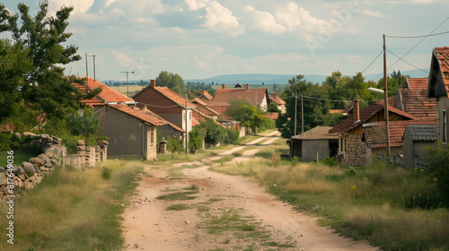 the Serbian village, empty space for text 