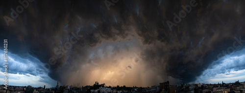 A massive storm rolls across the Philadelphia skyline in a panor photo