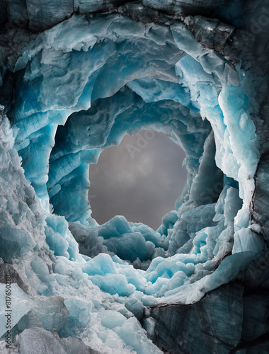An ice caves deep within the Skaftafell glacier in southern Icel photo