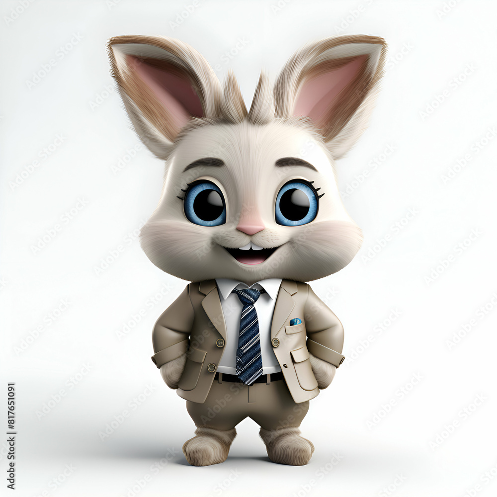3D Render of Cute Bunny with Businessman suit and tie 3D Render of Cute Bunny with Businessman suit and tie