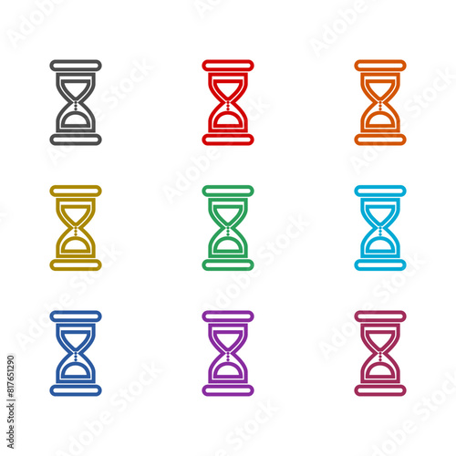 Time hourglass line  icon isolated on white background. Set icons colorful