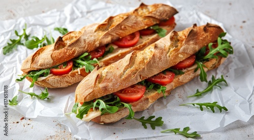 Two Sandwiches With Tomatoes and Arugula