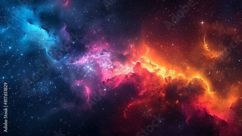 Beautiful colorful nebula in deep space starry sky galaxy.