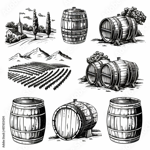 a bunch of barrels that are sitting on the ground
