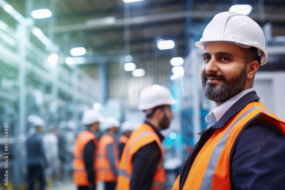 organization, people and technology, towards continuing improvement in manufacturing industry. portrait of product development engineers holding a hardhat while standing in the production line organization, people and technology, towards continuing improvement in manufacturing industry. portrait of product development engineers holding a hardhat while standing in the production line