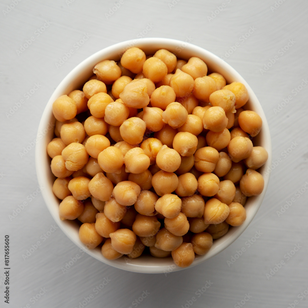 Homemade Preserved Chickpeas in a Bowl, top view. Homemade Preserved Chickpeas in a Bowl, top view.
