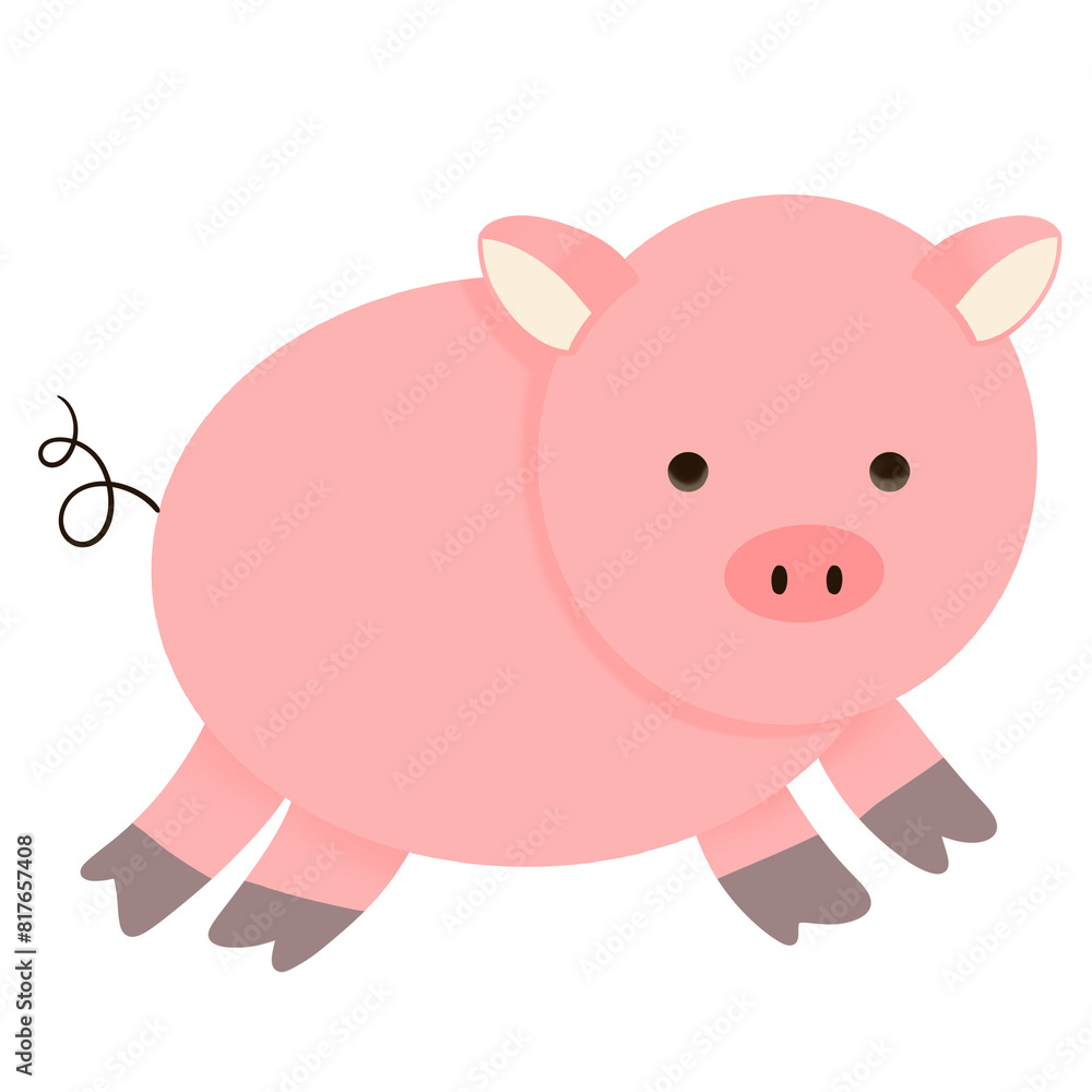 A cute pink cartoon piggy bank illustration with coins A cute pink cartoon piggy bank illustration with coins