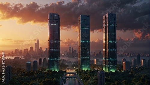 twin tower, high tall tower, Full-HD photo